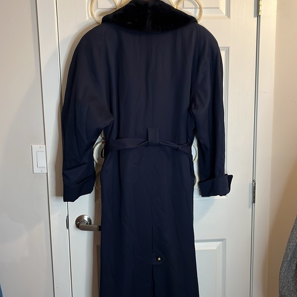 Vintage Xception wool trench women’s 13 14 navy detaching faux fur collar flaw - Picture 8 of 16